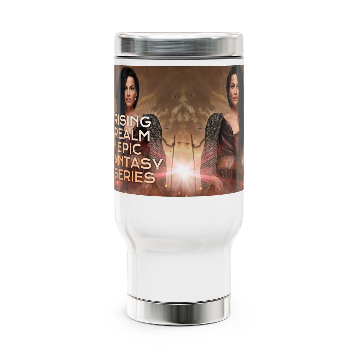 Rising Realm Epic Fantasy Stainless Steel Travel Mug with Handle, 14oz