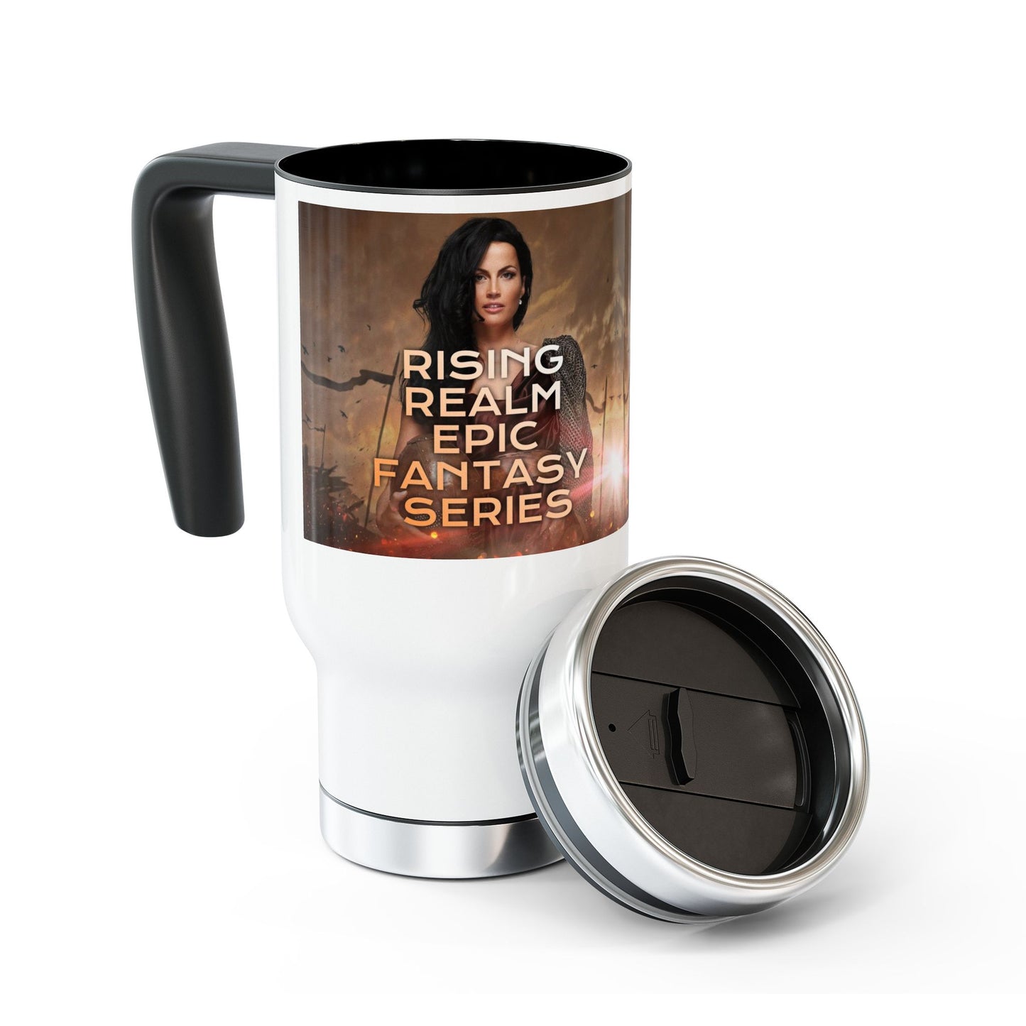 Rising Realm Epic Fantasy Stainless Steel Travel Mug with Handle, 14oz