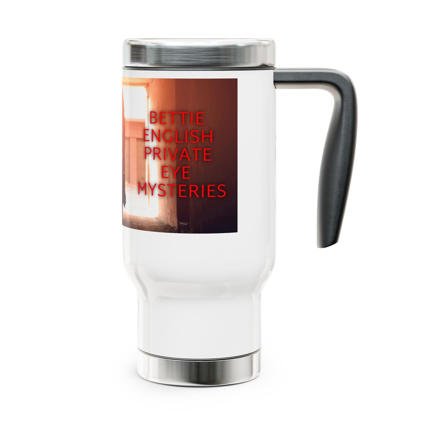 Bettie English Private Eye Mysteries Stainless Steel Travel Mug with Handle, 14oz