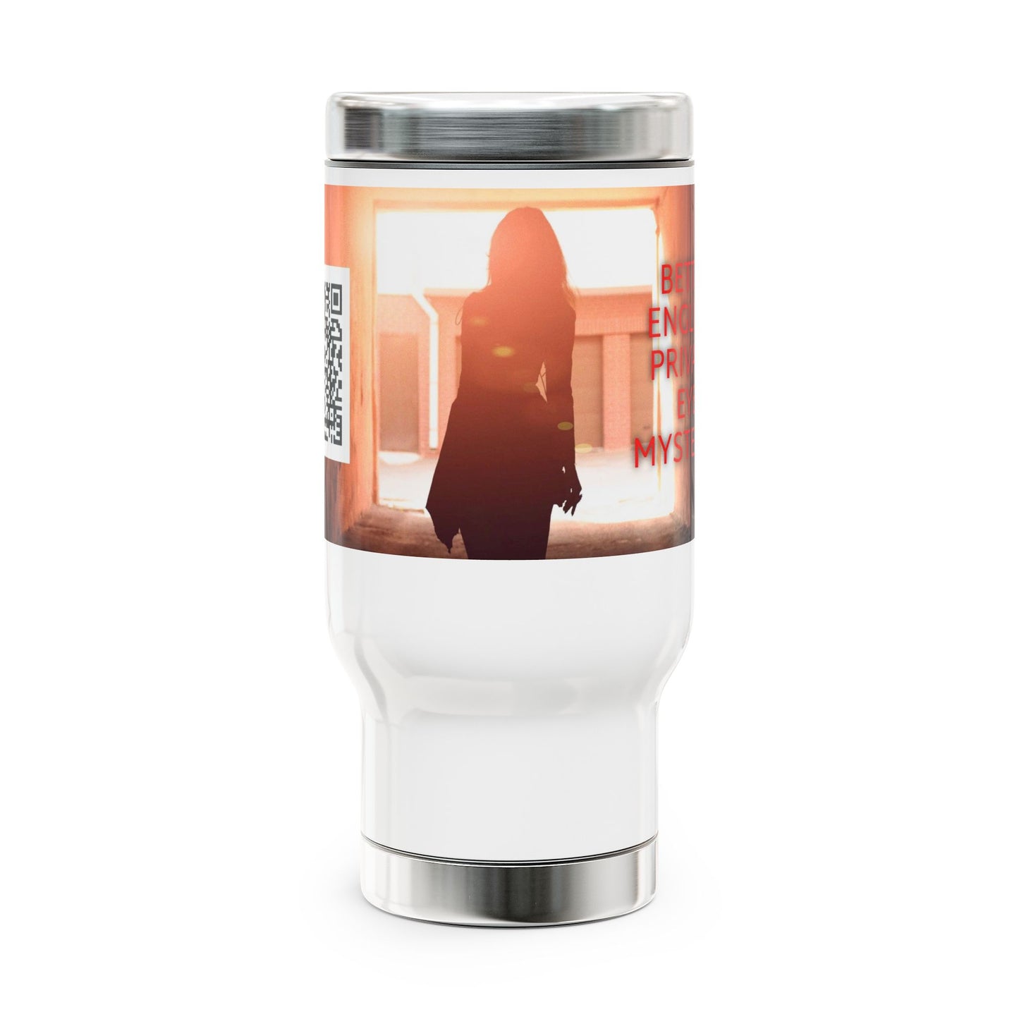 Bettie English Private Eye Mysteries Stainless Steel Travel Mug with Handle, 14oz